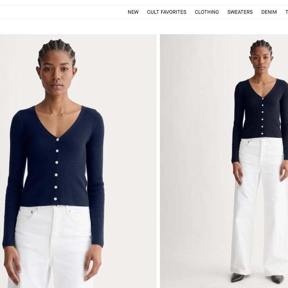 Everlane Navy Cardigan in Ultrasoft Merino, size XS
